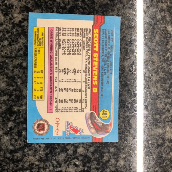 Scott Stevens O Pee Chee 1991 #481 hockey card!!! - Picture 2 of 2